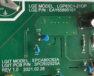 KIT DE TARJETAS PARA TV LG / MAIN EBT66623305 / EAX69789401(1.0) / 66623305 / FUENTE EAY65895101 / 3PCR02925A / EPCA80CB2A / T-CON 6871L-4399A / 6870C-0702A / LE830AQD (EP)(A1) / PANEL LE830AQD (EP)(A1) / MODELO OLED83C1PUA.BUSWLJR - Imagen 3